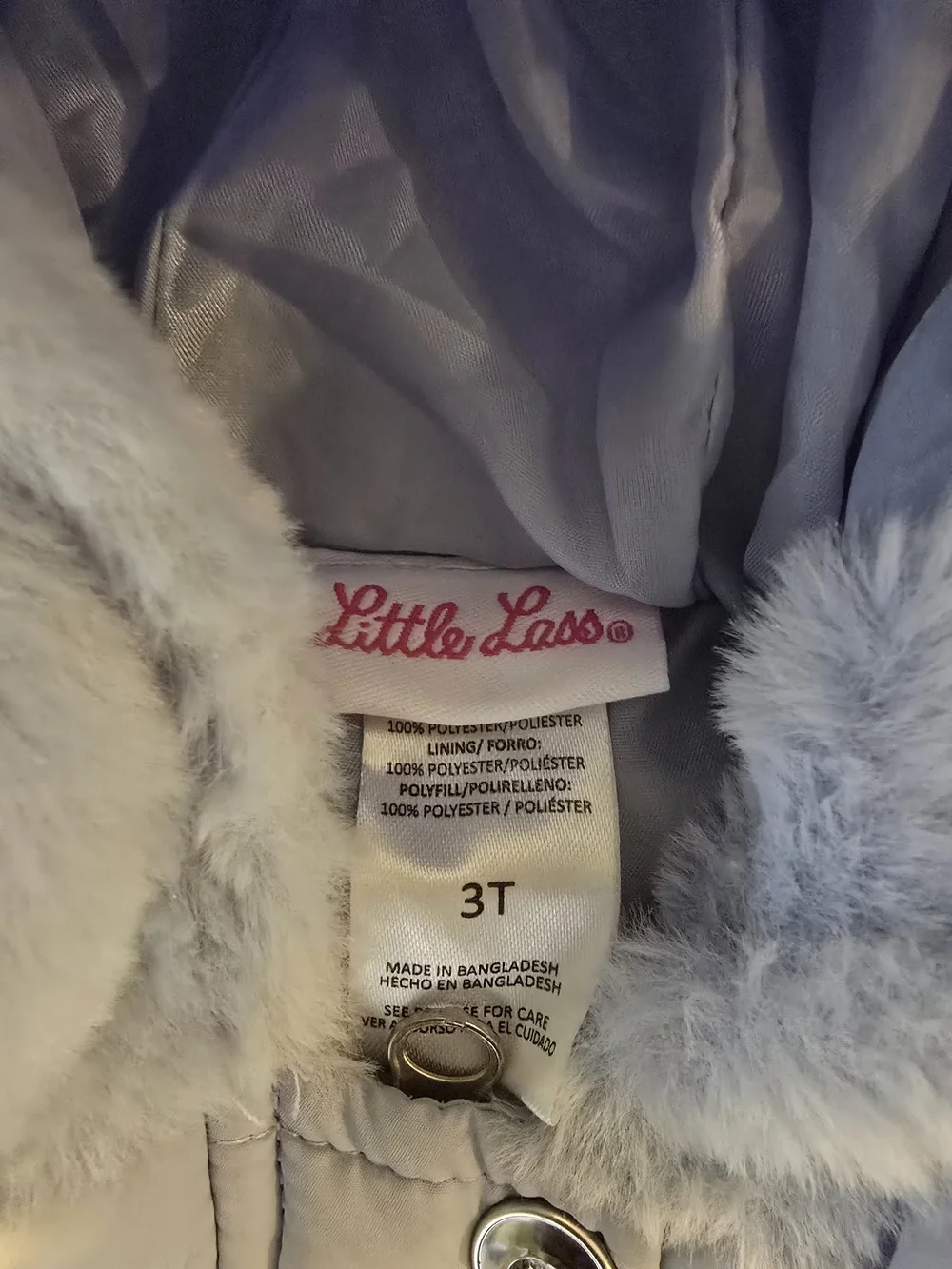 Little Lass Girls 3T Light Blue Puffer Vest Faux Fur Hood Bow Winter Jacket